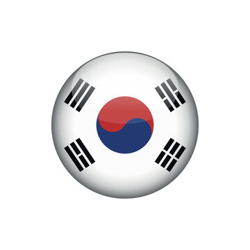 South Korea Flag Circle Button Vector Template