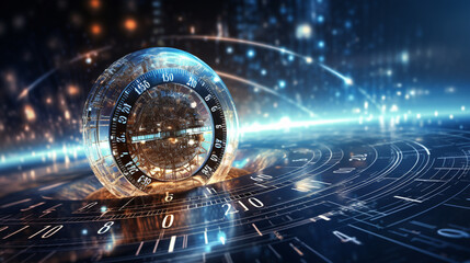 futuristic background with a clock and a blue light ai generated