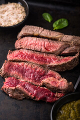 Different degrees of steak roasting