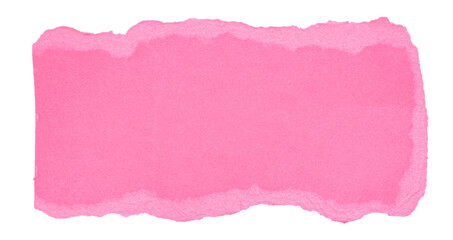 Single piece of pink isolated ripped crumpled blank paper with rough torn edges and blank copy...