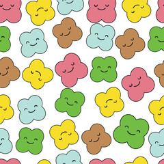 Cute colorful gummy candies hand drawn seamless pattern. Kawaii Style