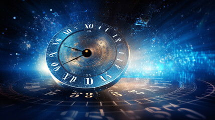Time concept with clock face on dark background ai generated