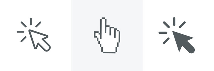 Pointer cursor icons. Computer Hand cursor icon set.Clicking cursor, pointing hand clicks icon Icon in trendy flat style isolated on white background