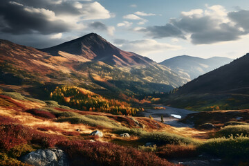 Autumn mountain landscape Wallpaper design 