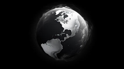 3D illustration of planet earth in black and white tones. Planet Earth on a black background
