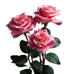pink roses, isolated on transparent background, PNG,