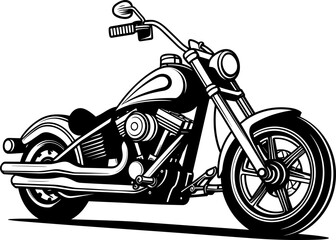 Vintage monochrome motorcycle on white background © KahinurBegum