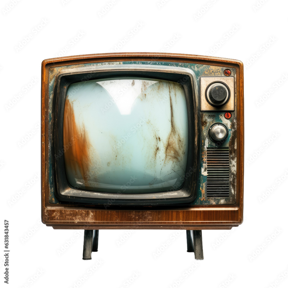 Poster old tv isolated on transparent backround with clipping path.