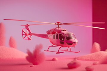 Pink helicopter. Small model for dolls. The concept of women's transport.