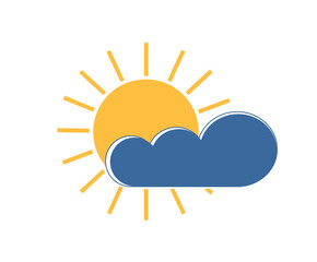 Vector image - sun and cloud. flat icon. Weather forecast