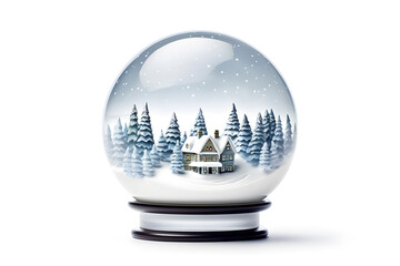 Snow globe with houses inside, style of photo-realistic landscape