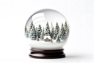 Fototapeta na wymiar Snow globe with houses inside, style of photo-realistic landscape
