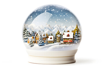 Fototapeta na wymiar Snow globe with houses inside, style of photo-realistic landscape