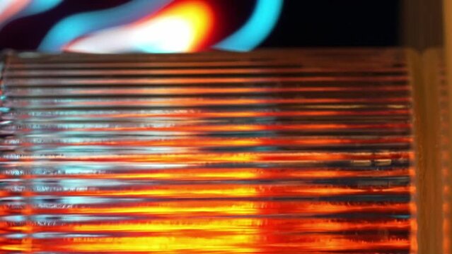 Natural glass prism with digital reflections of bright vibrant colours like on HDR displays ex. Retina.
Colorful abstract texture bubbles smooth surface decorative interior 4K loop
