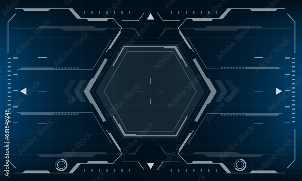 Poster hud sci-fi interface screen view blue design virtual reality futuristic technology display vector
