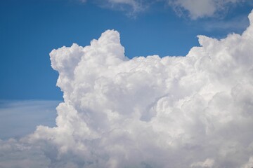 Naklejka na ściany i meble Beautiful view of large, fluffy, white clouds