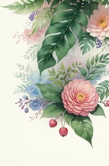Wandcirkels tuinposter Blumen, frolare Motive, Pflanzen, dekorativ, Botanik, Aquarelle © mami