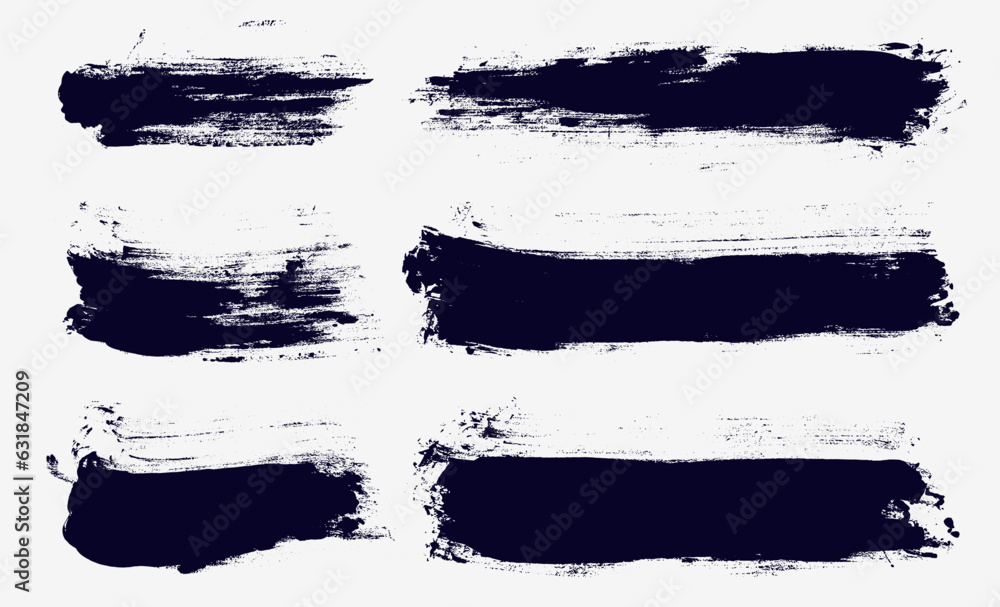 Poster realistic vector black paint, ink brush stroke, brush, line or texture. set of dirty artistic design