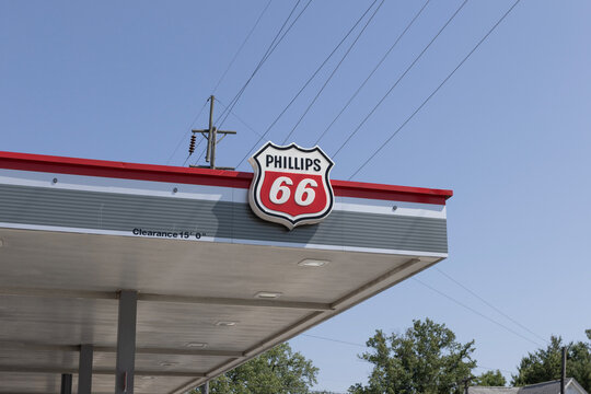 Phillips 66 gas and filling station. Phillips 66 is an American energy company and an independent oil refiner.