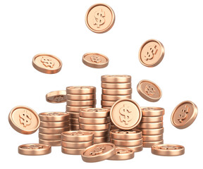 Dollar coin. 3D money. 3D illustration.