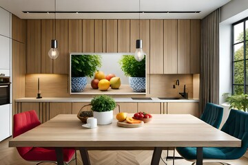 Modern interior lifestyle dining room.AI generated