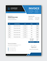 Fototapeta na wymiar Professional and modern invoice template. Modern and creative invoice layout. Invoice template design for your company business.