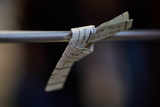 Omikuji paper fortune, tied to a tree in a Tokyo temple