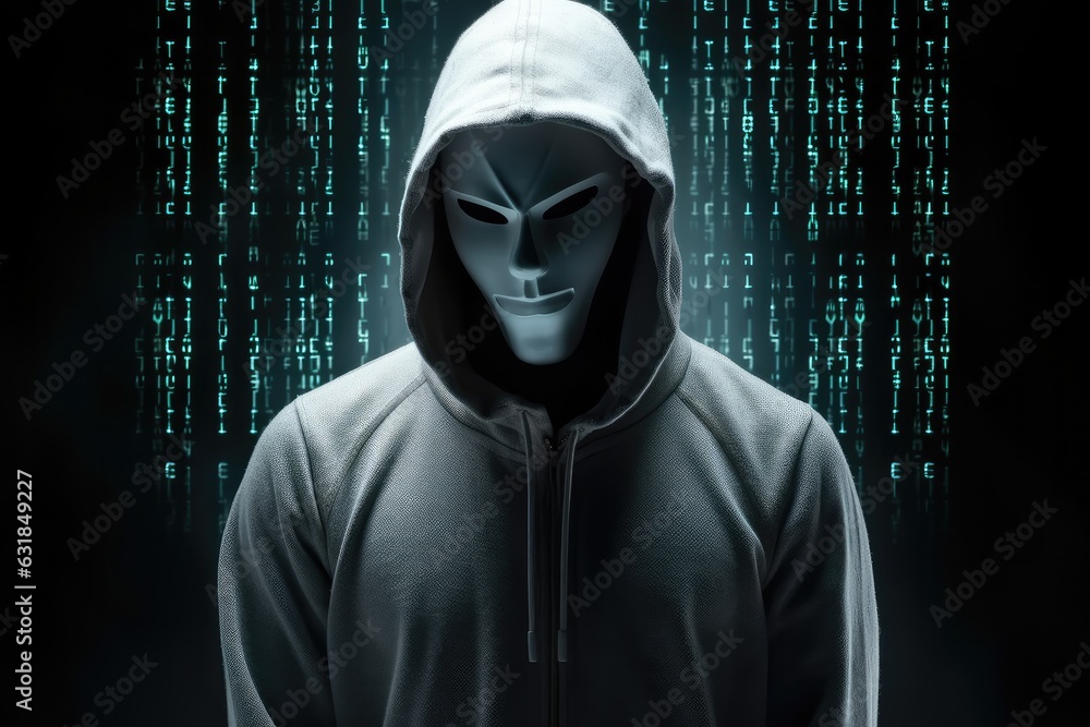 Aufkleber Anonymous Computer Hacker, Cybersecurity or internet security concept, Online social problems.