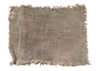 Burlap texture. A piece of torn burlap on a white background. Canvas. Packing material