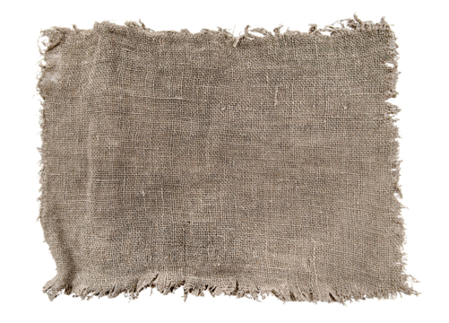 Burlap texture. A piece of torn burlap on a white background. Canvas. Packing material