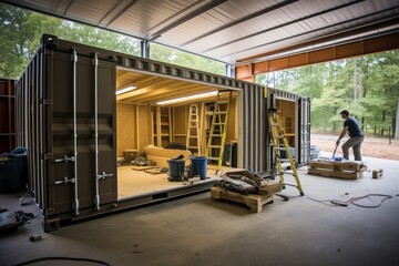 construction process of Tiny Container House step-by-step transformation of shipping container to stylish living space
