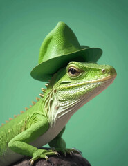 Cool Lizard Iguana with cap in Bright Summer Colors