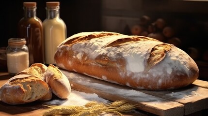 Freshly baked traditional French bread.