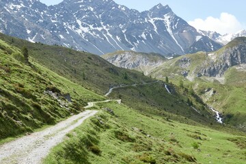 Fototapeta na wymiar Scenic view of the majestic snow-capped mountains of Arosa, Switzerland