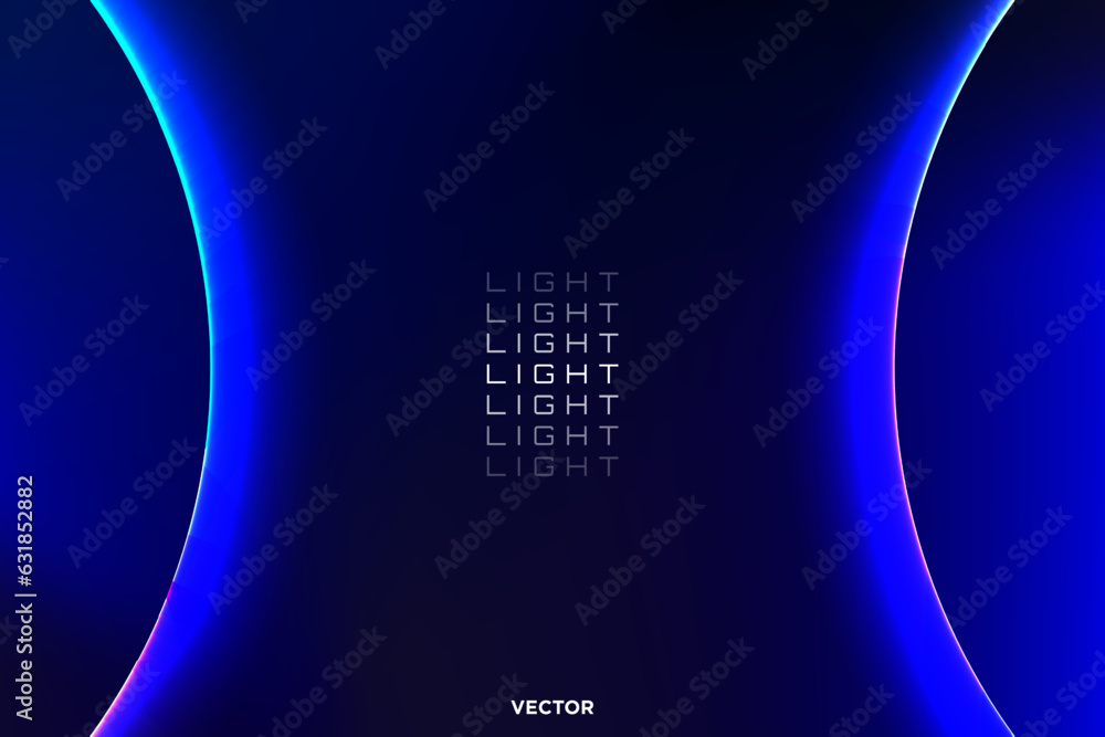Poster dark and minimal neon light background with two glowing arcs on both sides. perfect for app, web des
