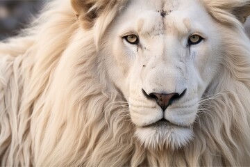 Portrait of white lion.