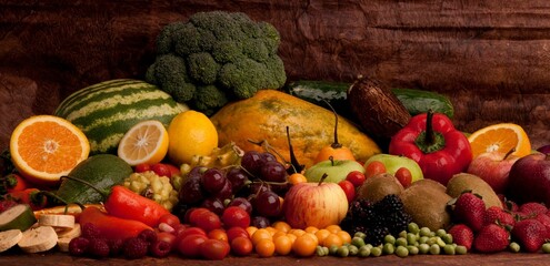 table full of fruit and vegetables