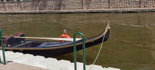 A black gondola in the water
