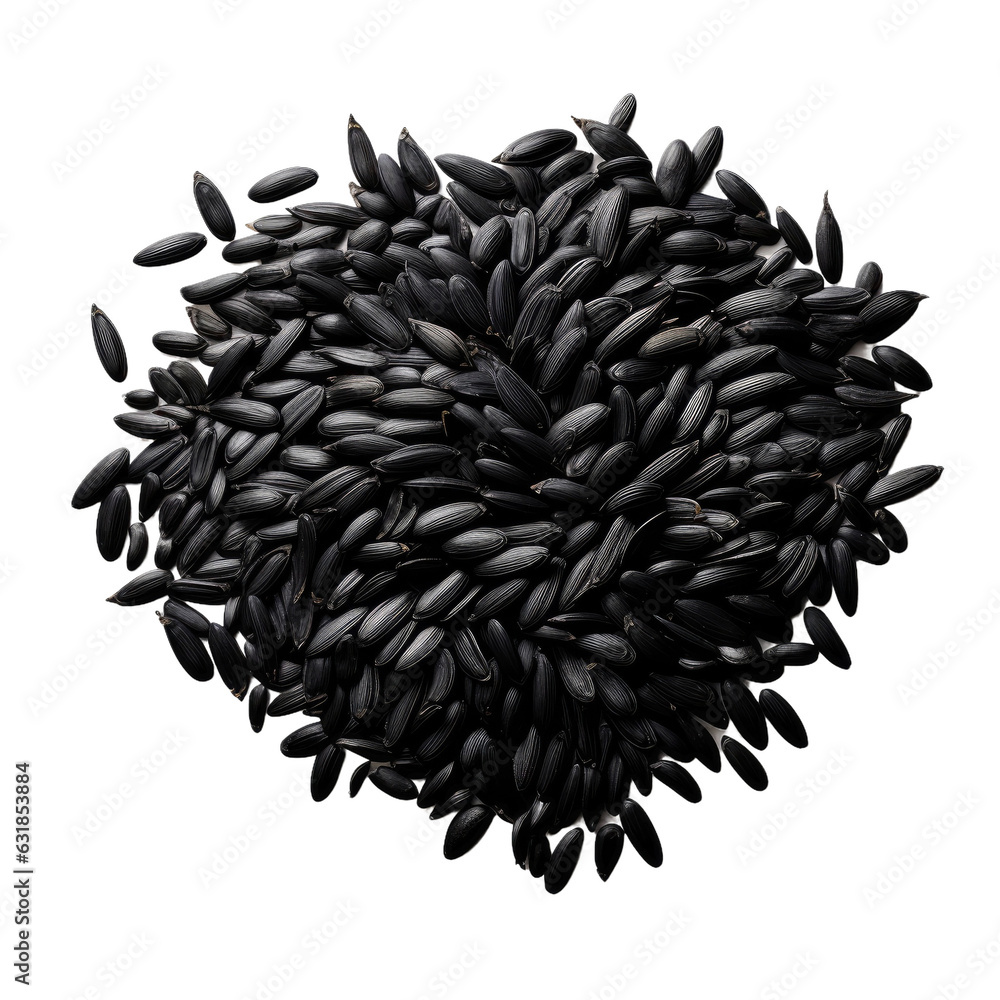 Sticker Isolated black sunflower seed pile.