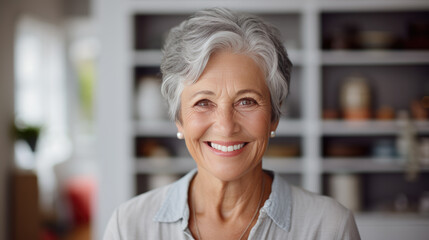 Obraz na płótnie Canvas Portrait of an elderly woman smiling at the camera.
