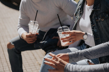 Close up of milkshake cups