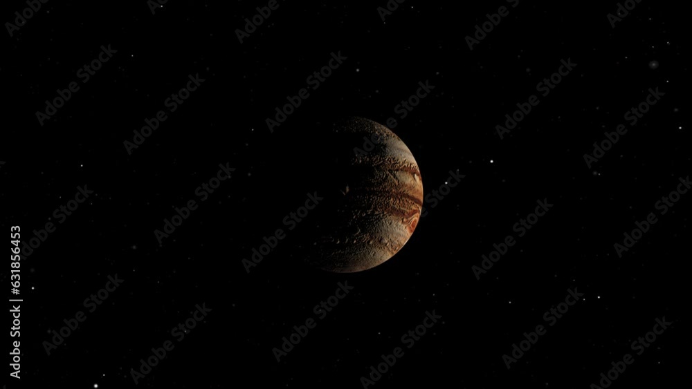 Poster 3d rendered animation of the planet jupiter isolated on the empty dark black space background