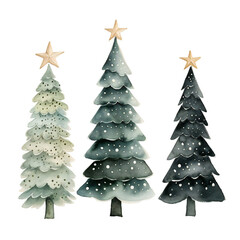 Fototapeta na wymiar Christmas trees clip art holidays card design