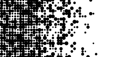 Abstract modern minimal black and white monochrome geometry circles or dots grid pattern texture background fade out