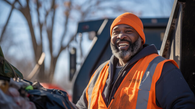 Portrait of an employee of a waste management company.