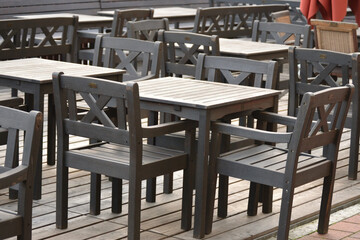 Chairs and tables outside on the terrace