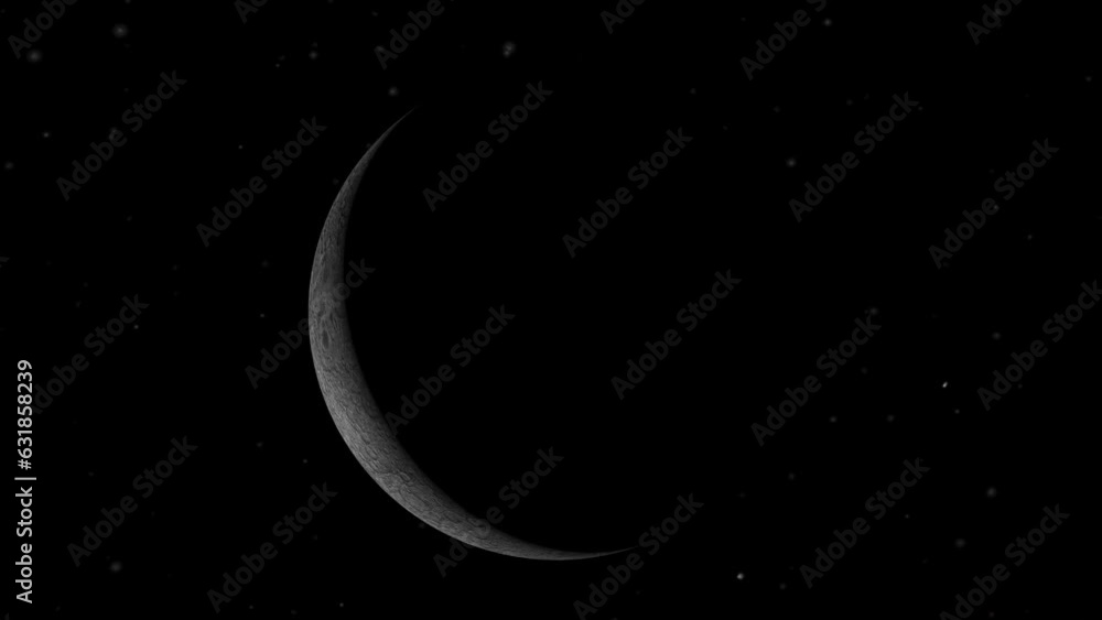 Poster 3d rendered animation of the moon isolated on the empty dark black space background