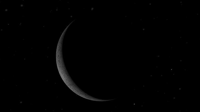 3D rendered animation of the Moon isolated on the empty dark black space background