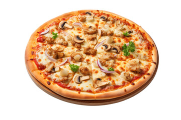 Pizza super seafood isolated white background photo realistic PNG