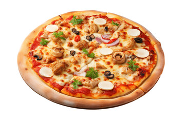 Pizza super seafood isolated white background photo realistic PNG
